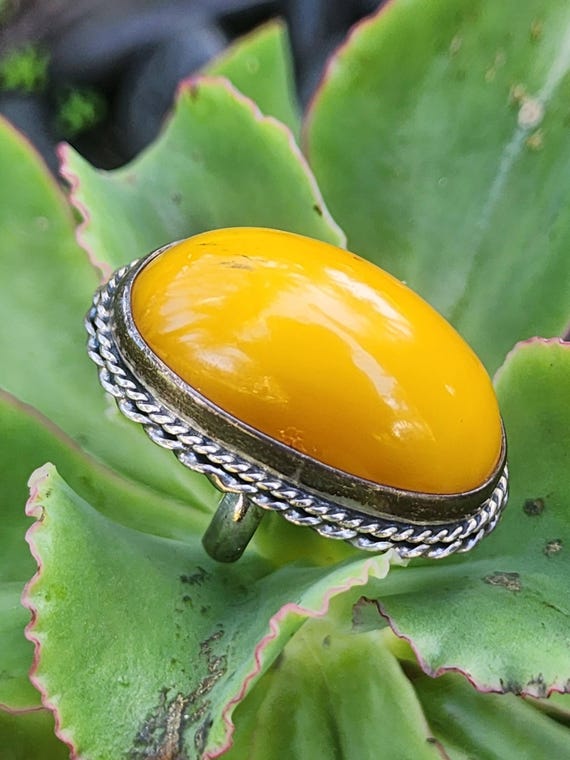 Rare Amber Ring sterling setting - image 2