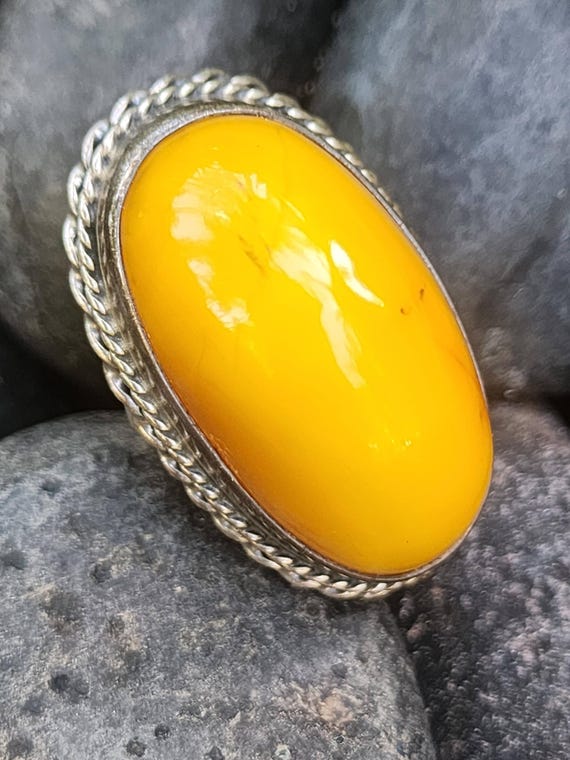 Rare Amber Ring sterling setting - image 3
