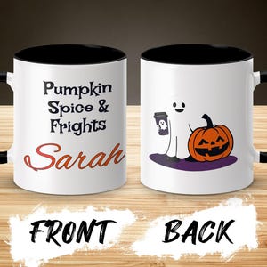 パーソナライズされたゴーストマグ：不気味なハロウィーンコーヒーマグ、カボチャの装飾