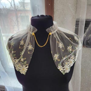 Lightweight embroidered collar necklaces – airy elegant embroidery and beautiful beads, romantic feminine jewelry, gift for her.