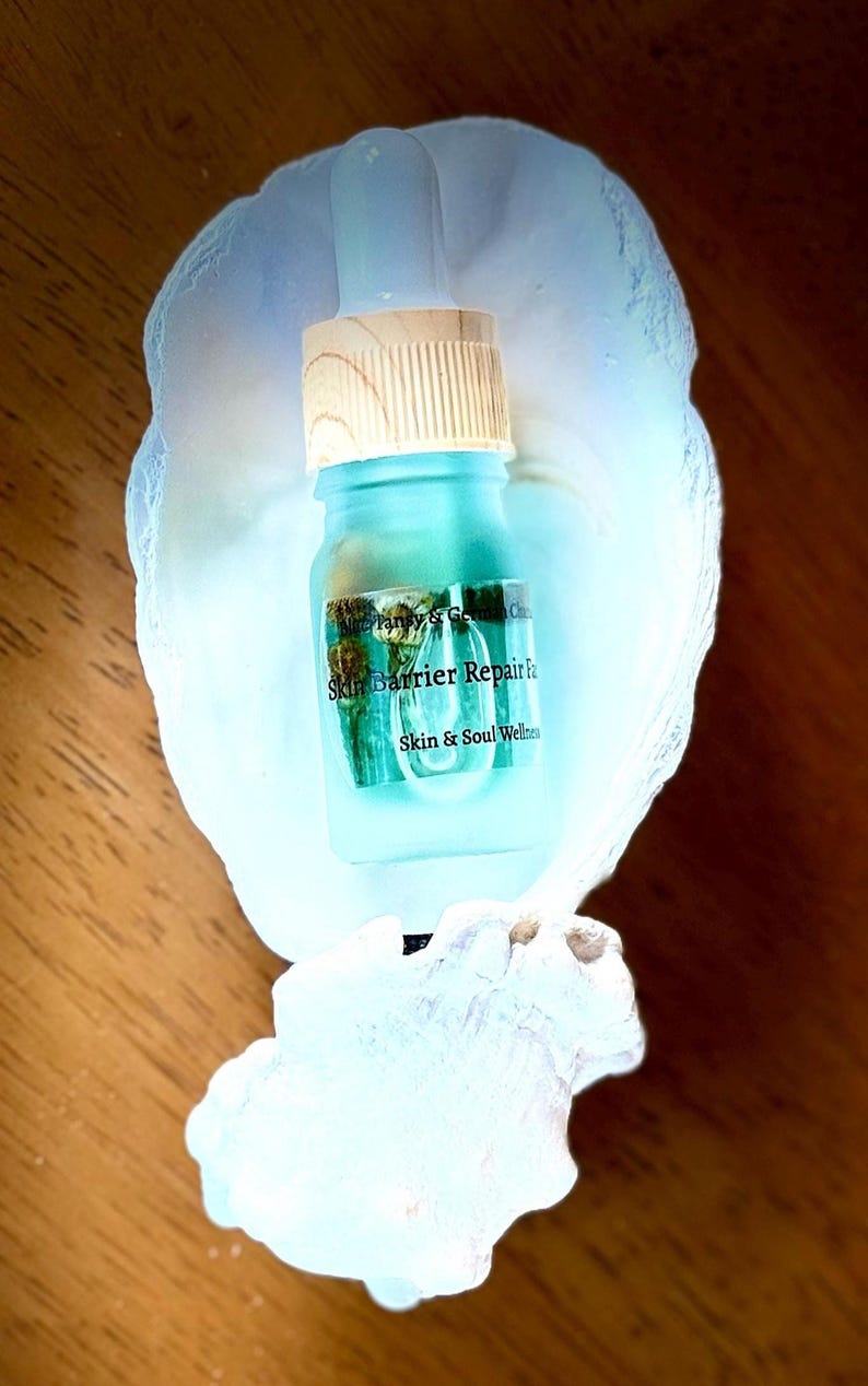 Aceite facial de tanaceto azul, sérum facial orgánico / Cuidado vegano, reparación natural de la barrera cutánea Travel Size (0.2 oz)