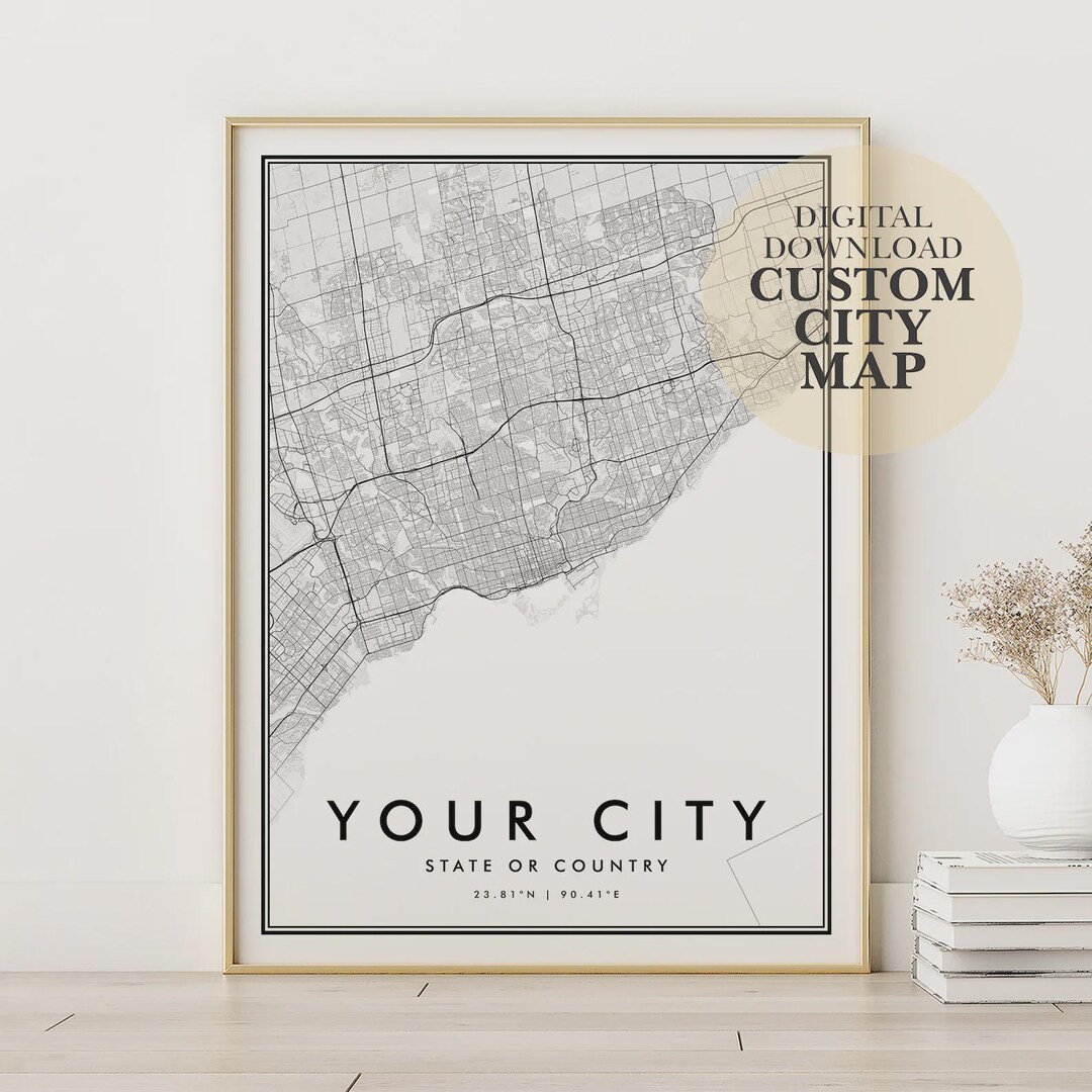 3 Custom Map Prints, Custom City Map Digital Download, Valentine's Day ...