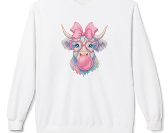 Pink Cow Sweatshirt | Western Cowgirl Crewneck | Cute Farm Animal Sweatshirt | Country Girl Pullover | Gift for Her