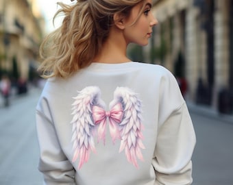 Angel Wings Sweatshirt, Back Print Crewneck, Gift for Mom