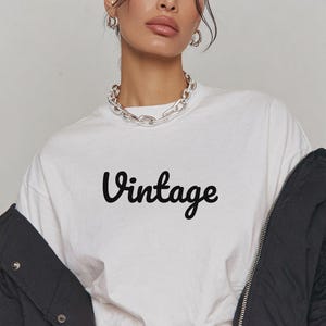 Vintage Script T-Shirt | Retro Minimalist Tee | Old Money Aesthetic Shirt | French Girl Blazer Outfit Top