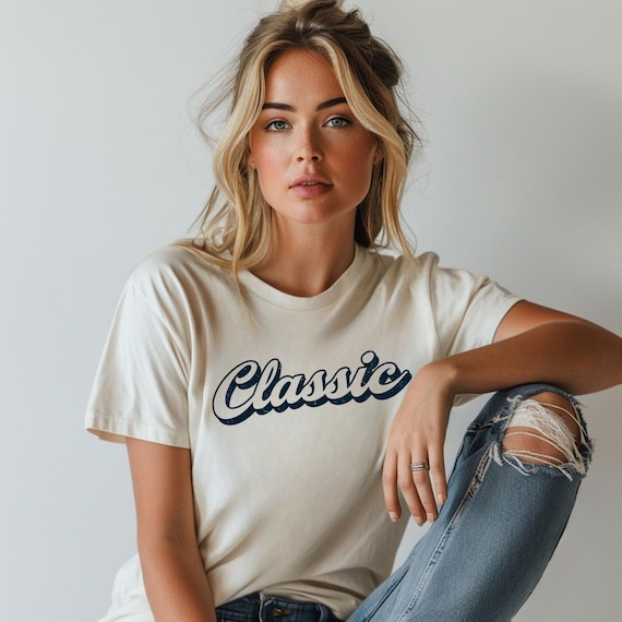 Retro Script Shirt | Vintage Style Tee | Old School Aesthetic Shirt | Minimalist Graphic Tee | Gift for Her