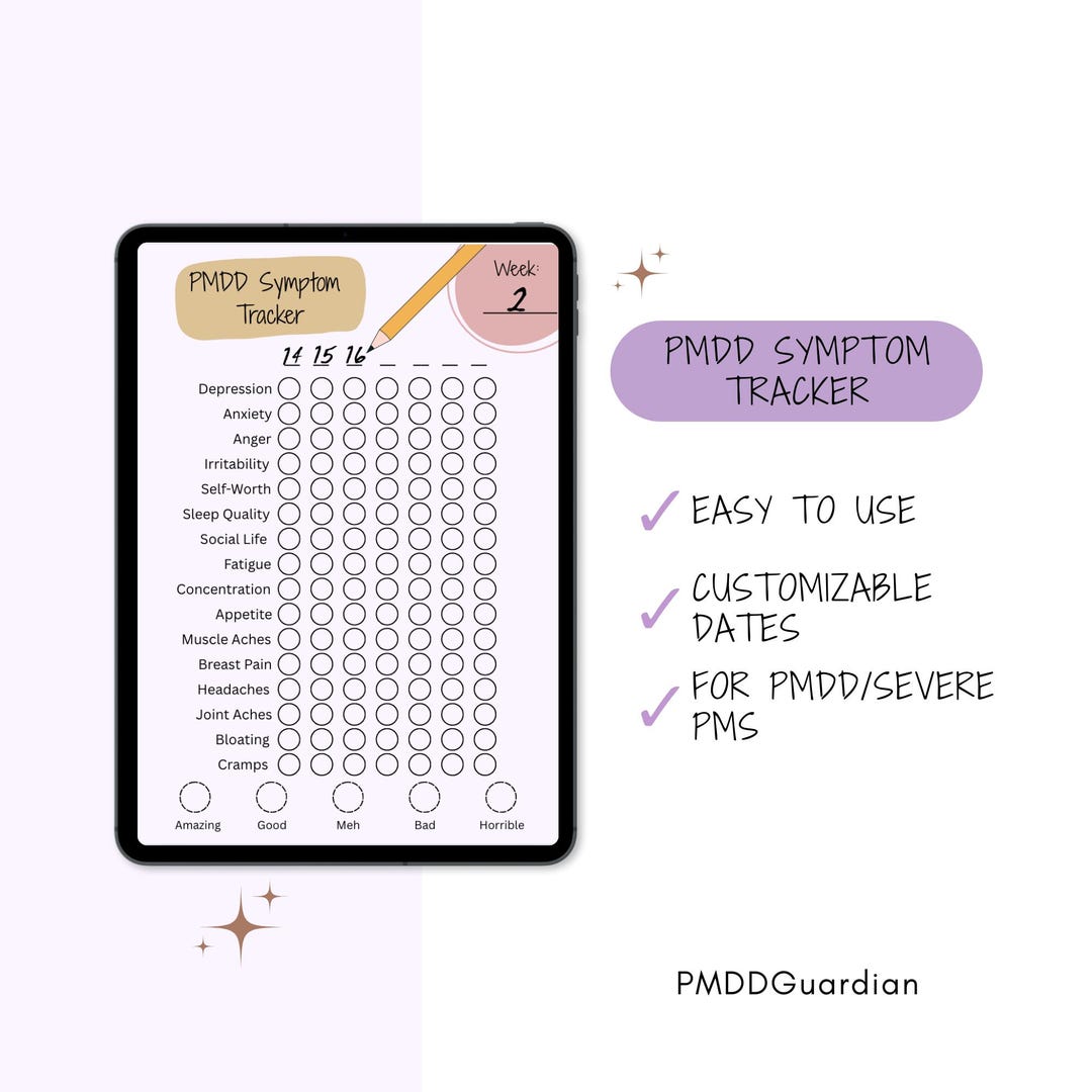 Pms Date Pmdd/severe PMS Symptom Tracker - Customizable Dates - Etsy Australia