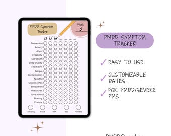 PMDD/Severe PMS Symptom Tracker - Customizable Dates