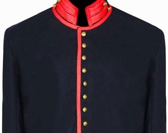 US Civil war Men's Red St Louis Depot Mounted Services Wool Shell Jacket
