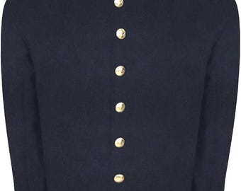Civil War Union Navy Blue Wool Jacket Eagle Buttons, Piping Trim
