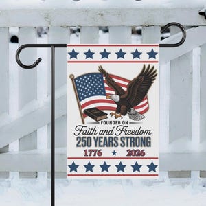 Bandera de jardín del 250.º aniversario de EE. UU., estandarte para el hogar, celebración del semiquintocentenario de EE. UU., bandera patriótica para exteriores, letrero de jardín con la bandera estadounidense