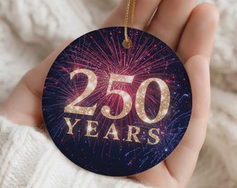 Adorno del 250 aniversario de EE. UU., Adorno navideño del 250 aniversario de Estados Unidos, Adorno patriótico del 250 aniversario de EE. UU., Adorno del semiquintacentenario, Regalo de recuerdo