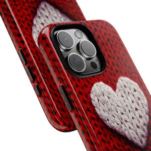Stickat hjärtformat telefonskal i konstgarn, minimalistiskt hjärtformat fodral, Git for Her, dubbelskiktsfodral för iPhone 17 16 15 14 13 Pro Max bild 3