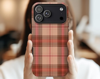 Neutral Plaid Phone Case | Classic Tartan Phone Case, Preppy Phone case for iphone 17 16 15 14 Pro Max, Samsung S25 S24 S23