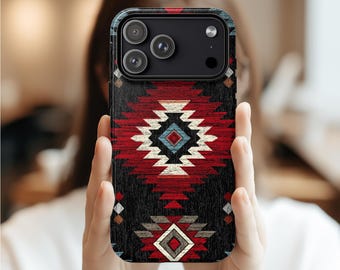 Mobilskal med aztekiskt tryck, tribalt geometriskt mönster, sydvästlig stil, iPhone 17 16 15 14 13 Samsung Galaxy S25 S24 S23 Google Pixel 8 9