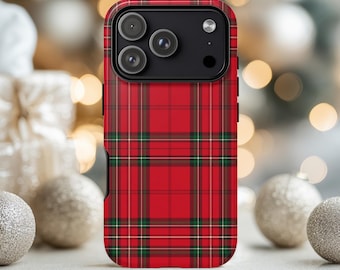 Tartan Plaid Phone Case, Christmas Phone Case, Festive Tough Phone Case, Red Plaid iphone 17 16 15 14 13 Pro case, Samsung S26 S25 S24