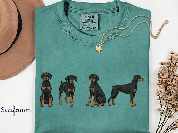 Doberman Shirt, Comfort Color  T-Shirt, Doberman with Natural Ears Dog Graphic Tee, Dobie Mom Shirt, Gift