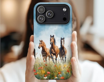Aquarel paard telefoonhoesje, cowgirl stoere telefoonhoes, western paard telefoonhoesje voor iphone 17 16 15 14, Samsung S25 S24 S23