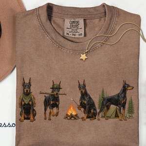 Doberman Camping Shirt, Comfort Colors T-Shirt | Doberman Graphic Tee, Dobie Camping Tee, Gift for Doberman Owner