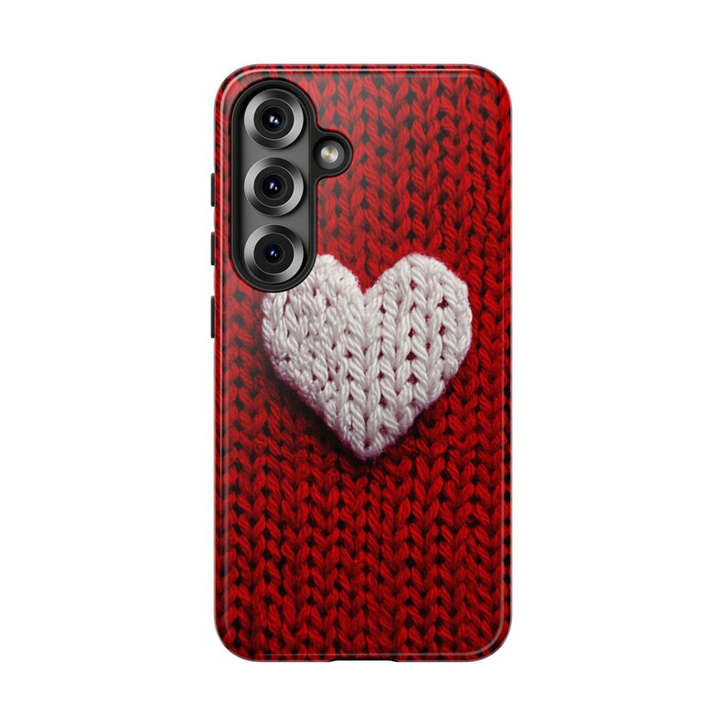 Stickat hjärtformat telefonskal i konstgarn, minimalistiskt hjärtformat fodral, Git for Her, dubbelskiktsfodral för iPhone 17 16 15 14 13 Pro Max bild 13