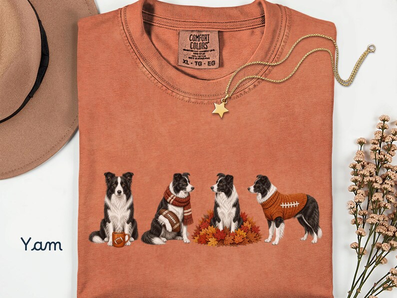 Fall Border Collie Shirt Comfort Colors Shirt Autumn Border Collie 