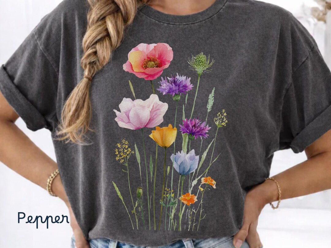 Cottagecore Wildflower Botanical T-shirt | Comfort Colors Tee - Etsy