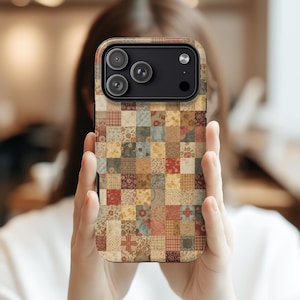 Etui na telefon z patchworkową pikowaną kołdrą w stylu vintage: wytrzymałe etui na telefon Samsung S25 S24 S23 Pixel 8 9 iPhone Pro Max 17 16 15 14