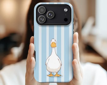 Silly Goose Phone Case | Blue Stripe Phone Case, Minimalist Case for Iphone 17 16 15 14 13 Samsung S25 S24 S23 Pixel 8 9