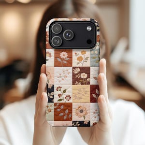 Fall Patchwork Quilt Phone Case | Cottagecore Vintage Protective Cover for iPhone 17 16 15 14. Samsung Google iPhone Pro max Cases