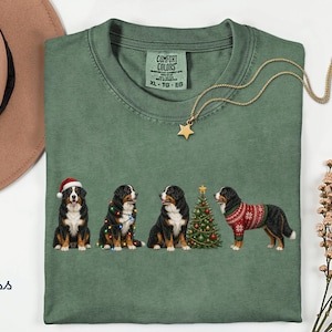 Berner sennenhund jultröja, skjorta i bekväma färger, Berner julgrafiktröja, matchande husdjurströja, Berner tröja, present