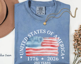 Camiseta del 250.º aniversario de EE. UU., Comfort Colors - Camiseta patriótica, Camiseta del 4 de julio, Camiseta del semiquincentenario, Camiseta del 250.º aniversario de EE. UU.