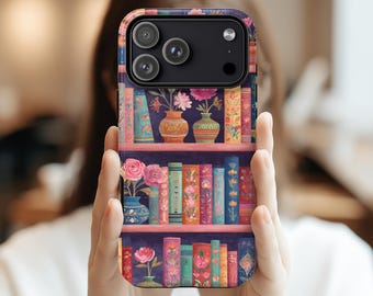 Bookish Phone Case, Bookshelf Tough Phone Case, Protective Cover for iPhone 17 16 15 14 13 Samsung S25 S24 S23, Gift for Book Lover