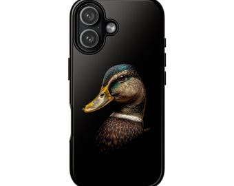 Custodia per iPhone con anatra selvatica, custodia per telefono con caccia alle anatre, custodia per telefono con testa d'anatra, custodia resistente per iPhone 17 16 15 14, Samsung S25 S24 S23