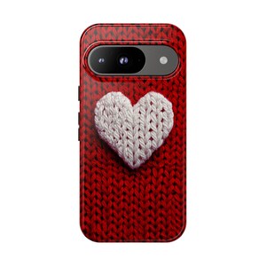Stickat hjärtformat telefonskal i konstgarn, minimalistiskt hjärtformat fodral, Git for Her, dubbelskiktsfodral för iPhone 17 16 15 14 13 Pro Max bild 10
