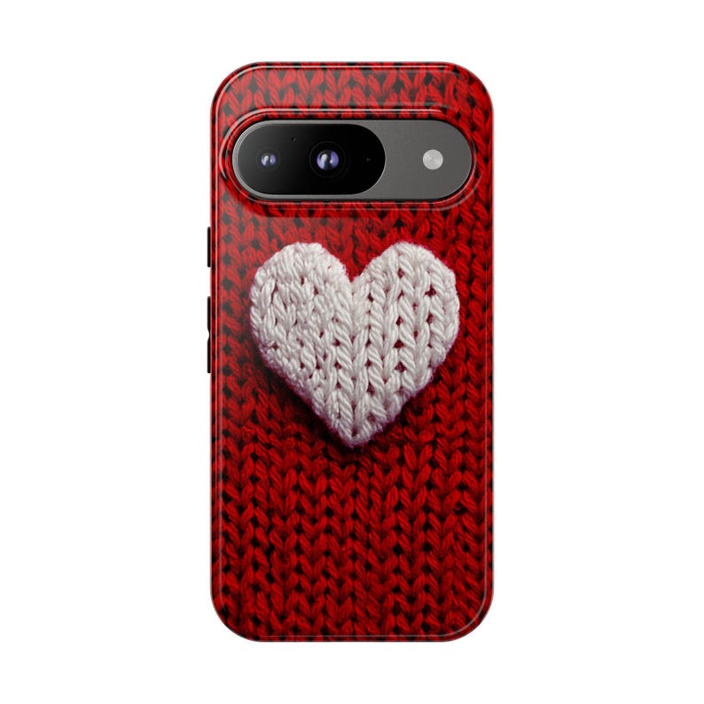 Stickat hjärtformat telefonskal i konstgarn, minimalistiskt hjärtformat fodral, Git for Her, dubbelskiktsfodral för iPhone 17 16 15 14 13 Pro Max bild 10
