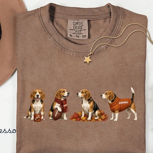 Fall Beagle Comfort Colors Shirt, Fall Football Beagle Dog Graphic Tee, Beagle Mom Shirt, Gift for Beagle Owner, Autumn Beagle Tee
