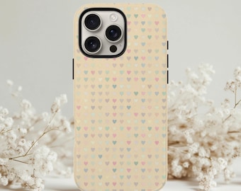 Minimalist Pastel Heart Phone Case, Preppy Protective Cover for iPhone 17 16 15 14 Pro Max, Samsung S25 S24