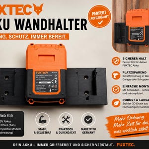 Fuxtec Batteriväggfäste | Set med 1, 2 eller 3 för 20V-batterier | Verktygsorganisatör 3D-utskriven