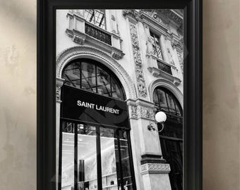Saint Laurent Paris Storefront Druck | Schwarz / weiß Fashion Wall Art (Digitaler Download)