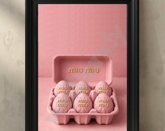 Blush Pink Miu Miu Designer Inspired Chocolate Eggs – Luxury Easter Gift Set – Aesthetic Pastel Treats – Fashion Lover Gift Box
