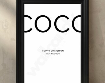 COCO Fashion Quote Print | Minimalist Black & White Typography (Digital Download)