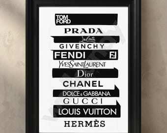 Fashion Book Stack Print | Designer Brands Wall Art (Digital Download)