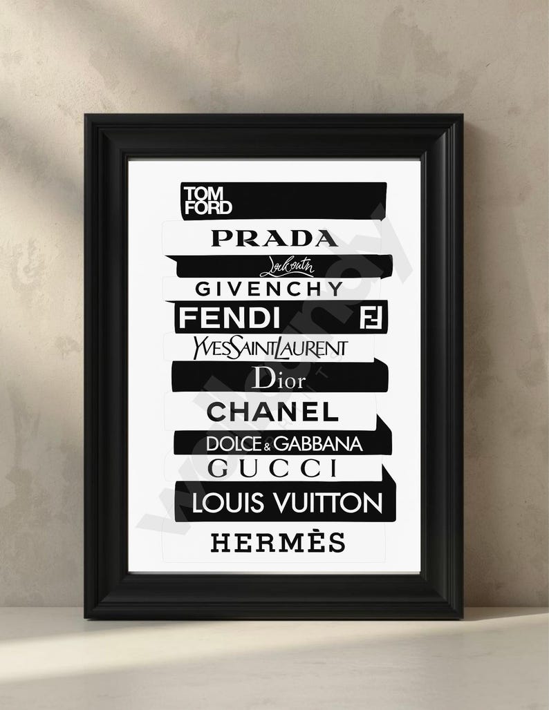 Fashion Book Stack Print | Designer Brands Wall Art (Digital Download) image 1