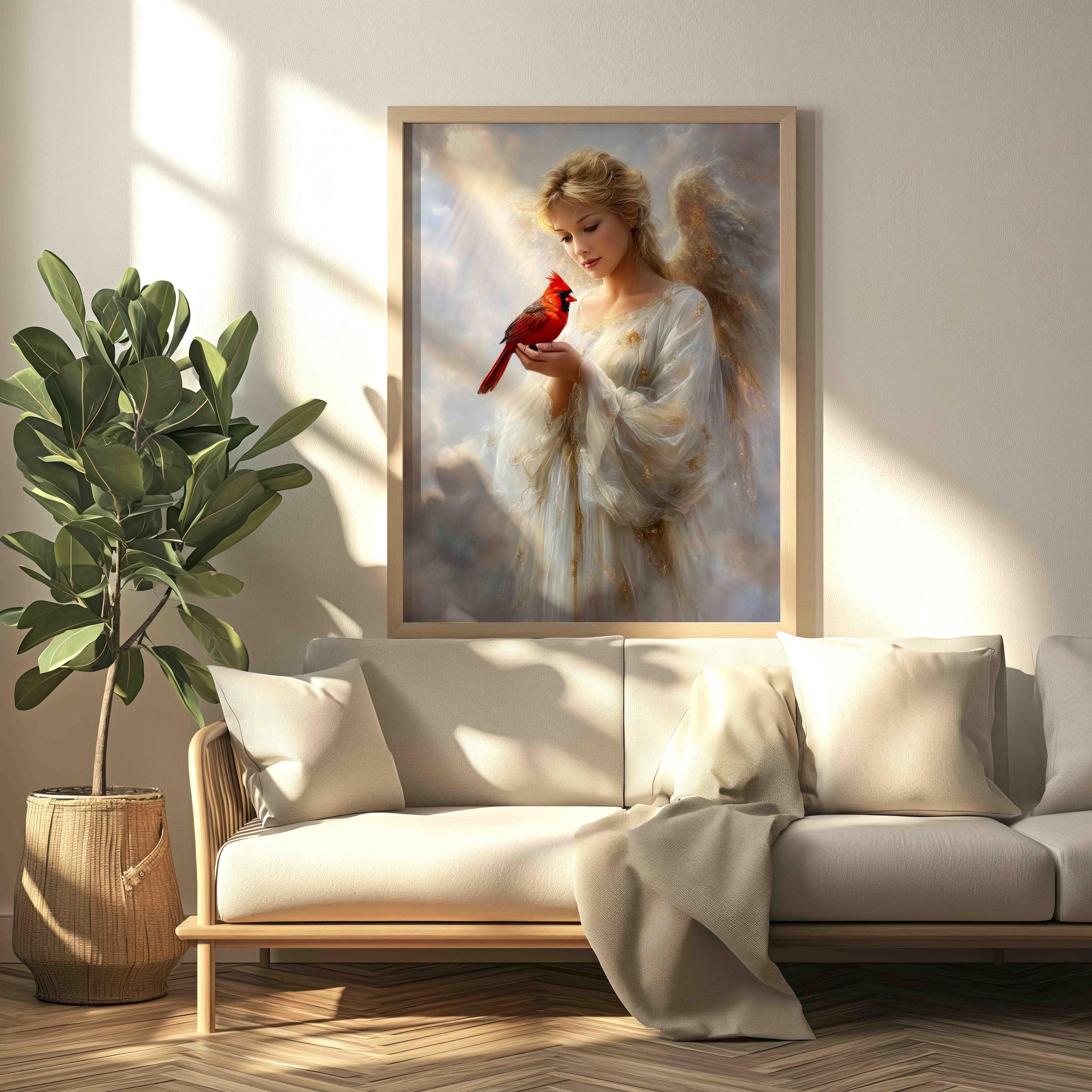 Angel With Cardinal Digital Art, Digital Download, Inspirational ...