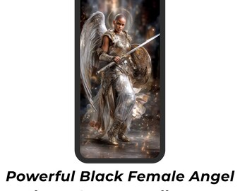 Black Female Guardian Angel Phone Wallpaper | Faith-Inspired Digital Download | Christian Background | Instant Download | Phone Lock Screen
