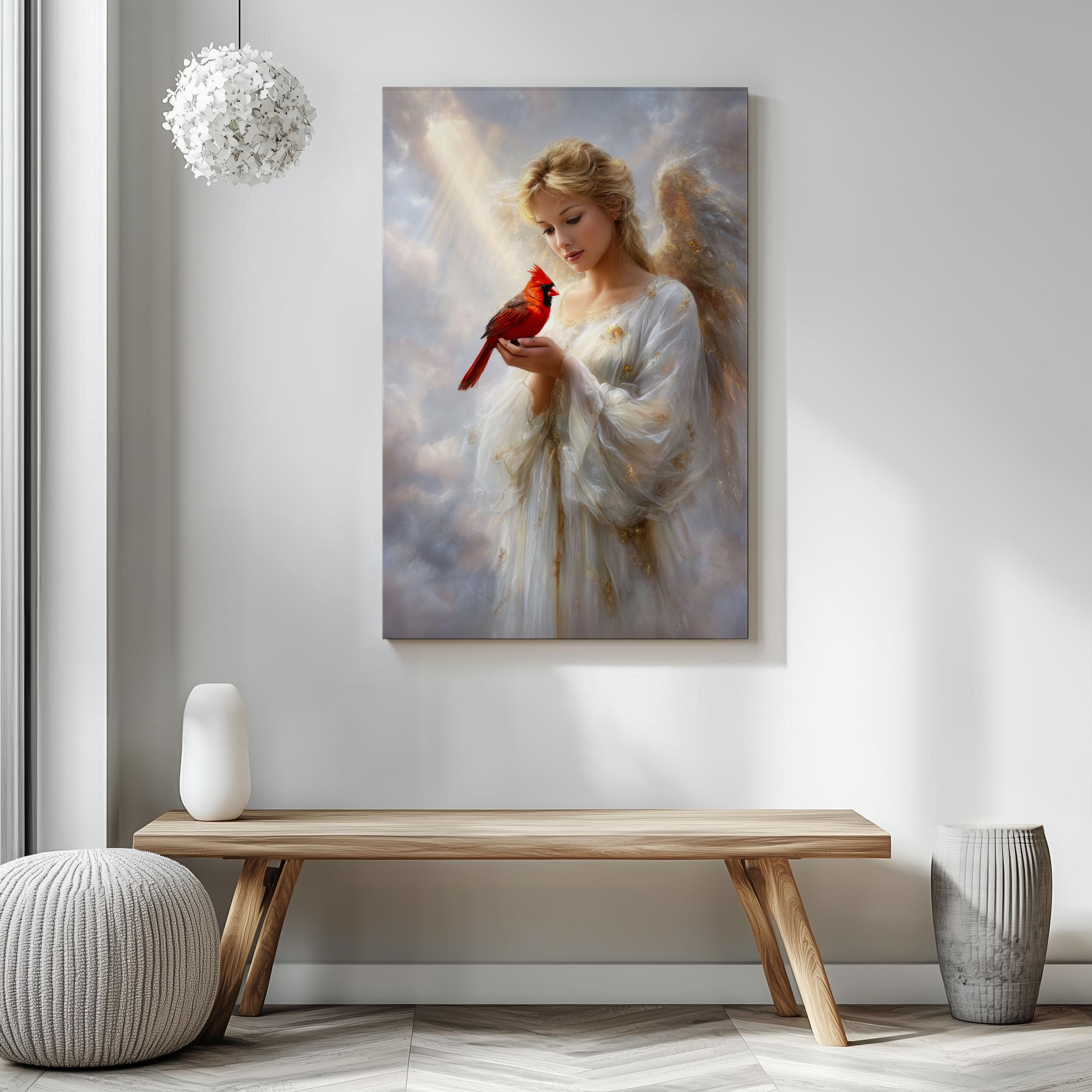 Angel With Cardinal Digital Art, Digital Download, Inspirational ...