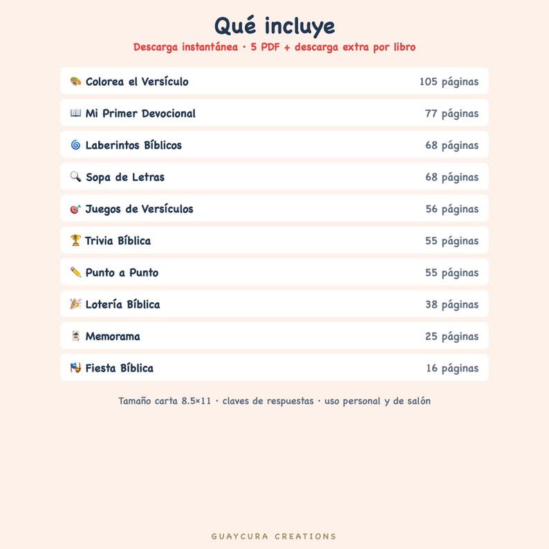 Bible Games For Kids | Mega Paquete Bíblico para Niños 560+ Páginas Imprimible, 10 Books in Spanish, Printable PDF Instant Download image 9