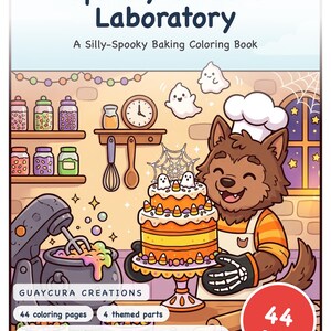 Spooky Sweets Laboratory Coloring Book — Silly Monster Baking Fun Printable PDF for Kids Ages 6-10, 44 Pages, Instant Download image 1