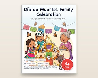 Paperback | Dia de los Muertos Coloring Book, 50 Pages, Day of the Dead Ofrenda Papel Picado Mexican Folk Art, Family Gift