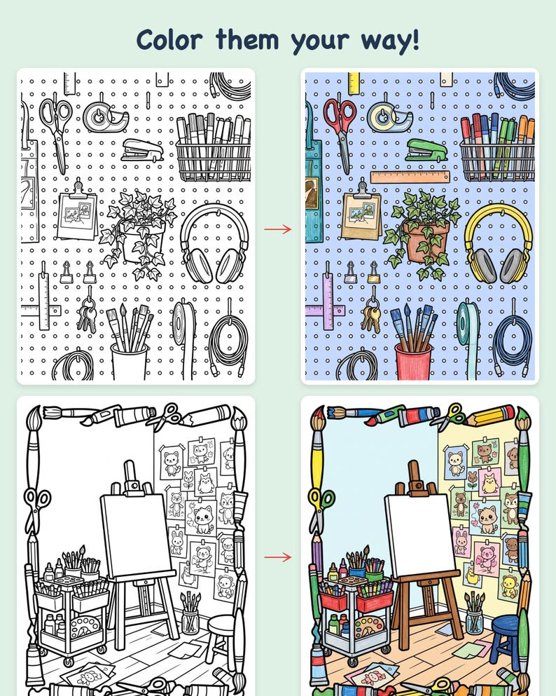 Dream Room Designer Printable Coloring Book, Tween Girls Bedroom Design Activity PDF, Kawaii Aesthetic Room Planner Kids Gift 8-12 image 3